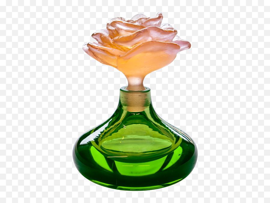 Daum Crystal Green Perfume Bottle Rose - Perfume Bottle Green Png Emoji,Love Emotion Perfume
