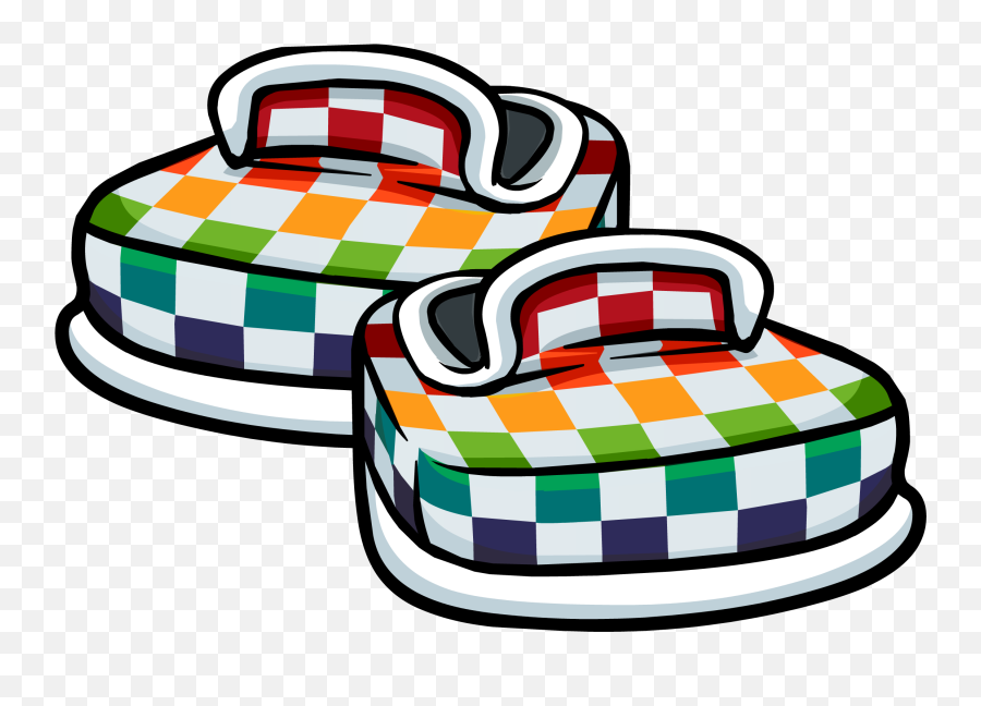 Checkered Vans Rainbow - Club Penguin Checkered Shoes Emoji,Emoji Shoes Vans