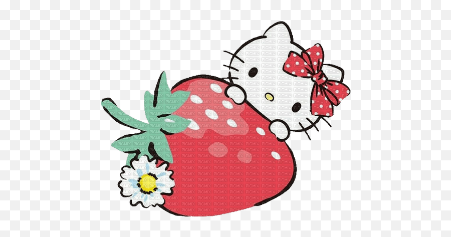 Hello Kitty Fraise Marguerite Strawberry Daisy - Picmix Strawberry Hello Kitty Art Emoji,Hello Kitty Emoticon Stamp