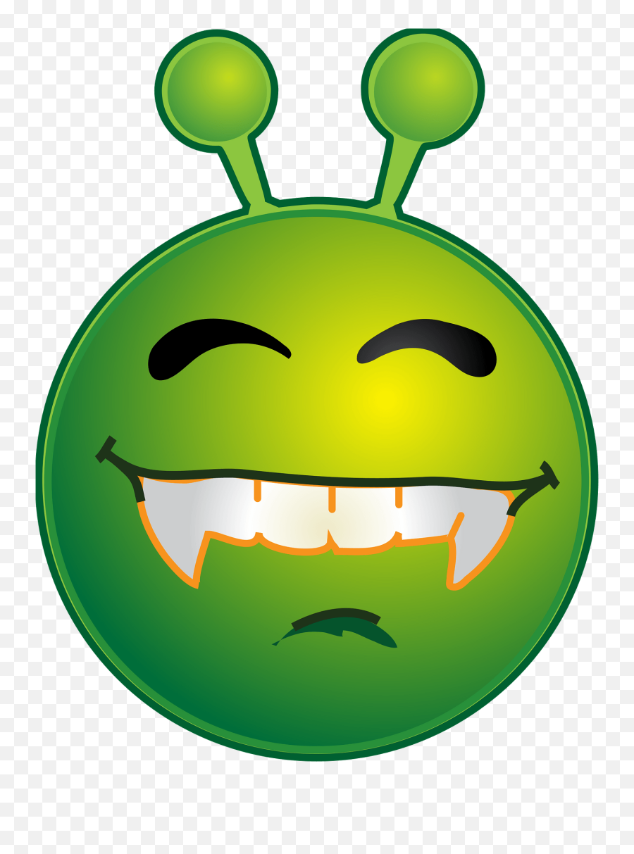 Smiley Green Alien Lipbite Clipart - Smiley Green Emoji,Emotion Icons Determined