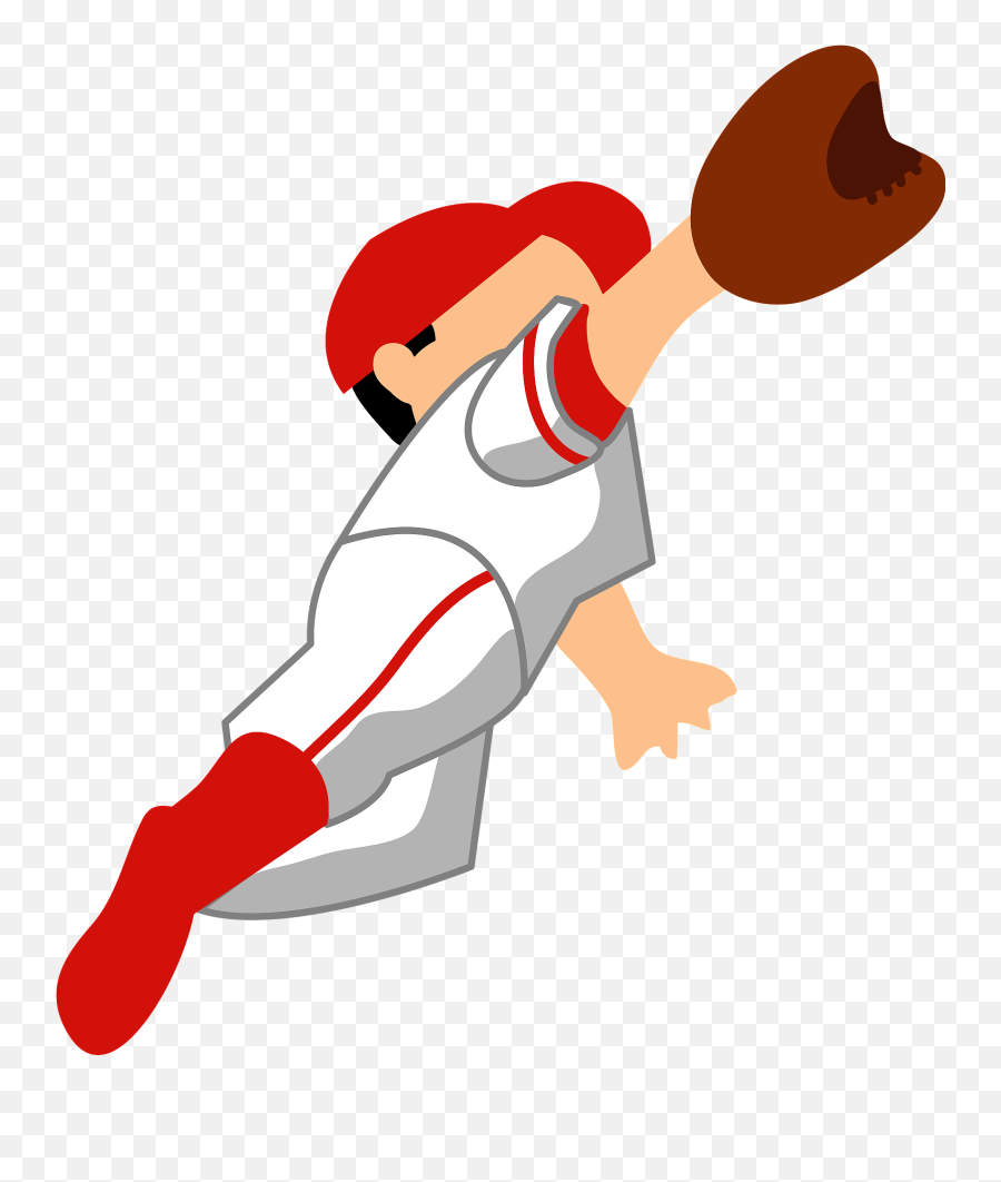 Baseball Player Is Trying To Catch A Fly Ball Clipart Free - For Running Emoji,Emoticon Catching Ball