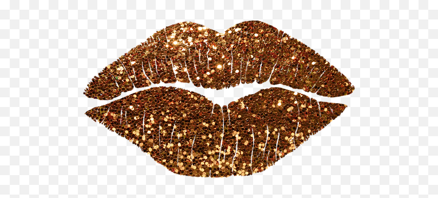 Rosegold Sparkle Kissing Lips Fashion Art Adult V - Neck For Emoji,Female Sends Heart Emojis And Kiss Lips