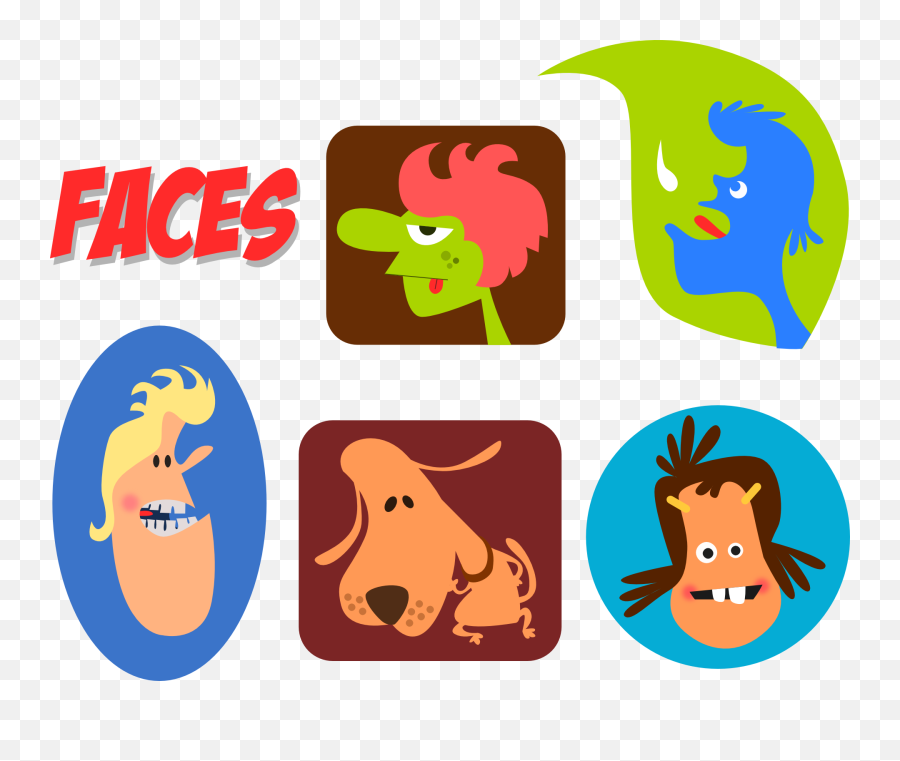Facescartoonspeopledoganimal - Free Image From Needpixcom Personas Cosas Y Animales Animados Emoji,Cartoon Faces Emotions