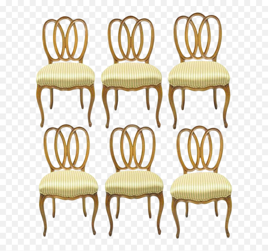 Set Of 6 Vintage French Provincial Triple Oval Pretzel Back Emoji,Pretzle Emoji