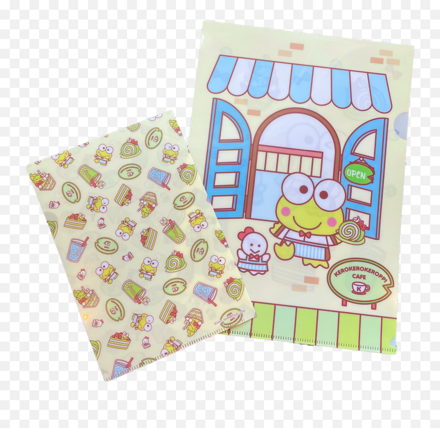 Keroppi Folder Set Of 2 Cafe Sanrio Japan - Kawaiiboutiqueus Emoji,Japanese Emoticons Sanrio