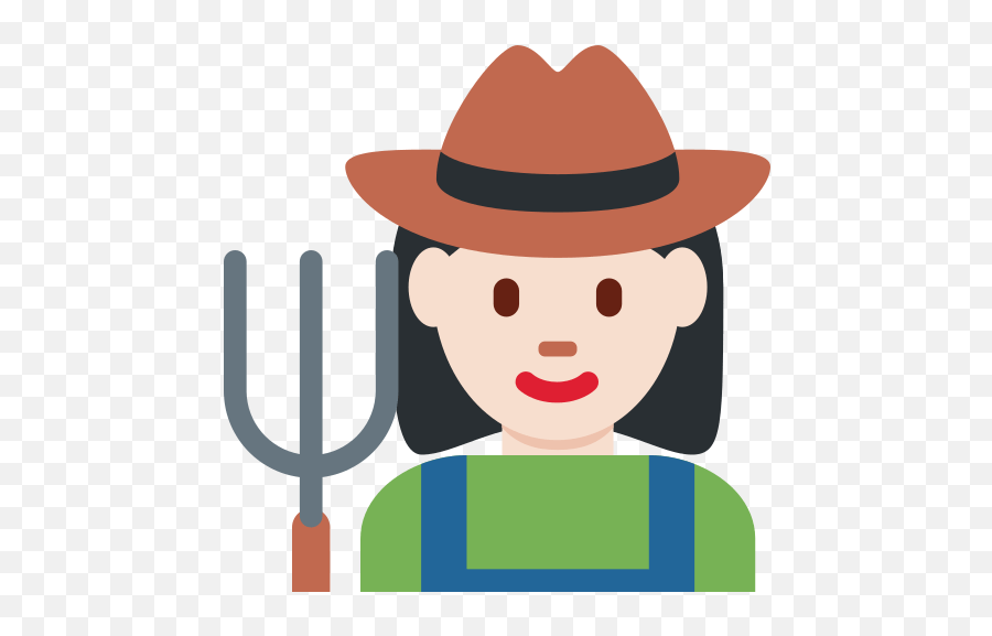 Woman Farmer Emoji With Light Skin Tone - Gardener Emoji,Farmer Emoji