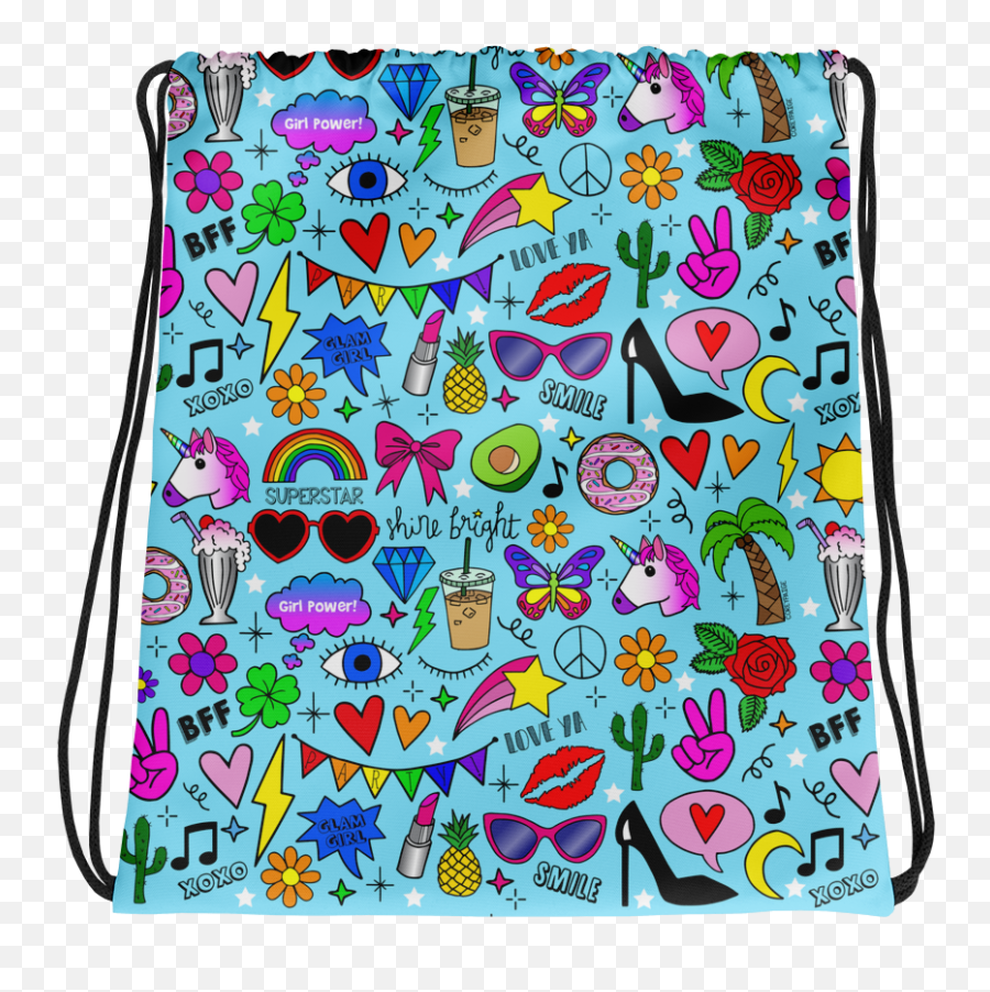 Glam Girl Drawstring Bag - For Teen Emoji,Girls Emoji Joggers