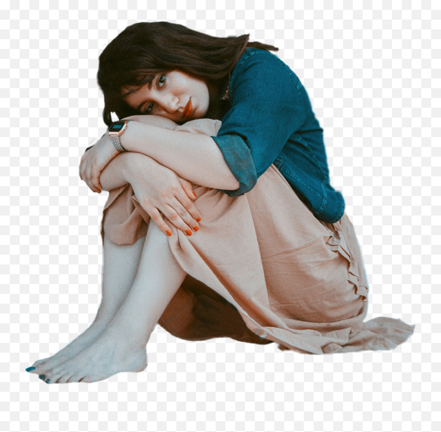 Woman Sitting Sad Emotions Skirt Sticker By Blaze Bolt - For Women Emoji,Girl Emotions