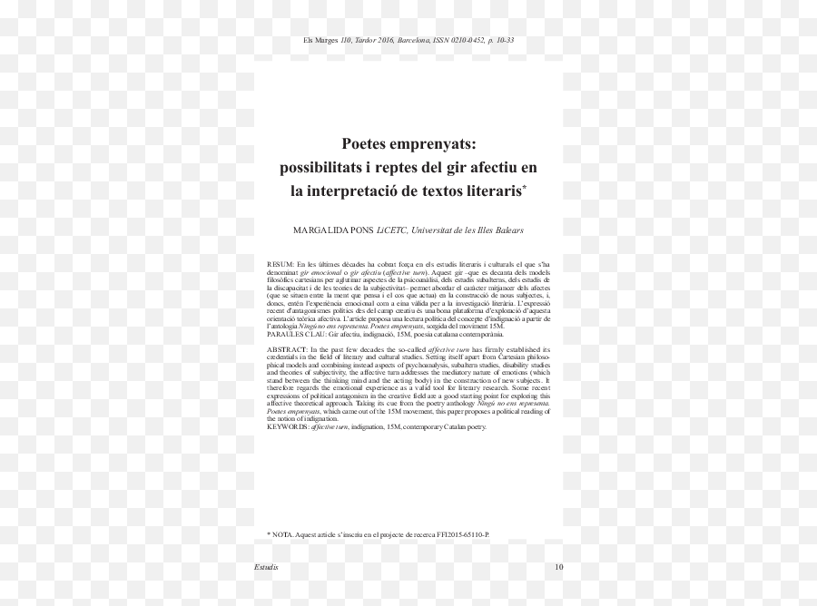 Pdf 2016 Poetes Emprenyats Possibilitats I Reptes Del - Document Emoji,Fruits Represnting Emotions