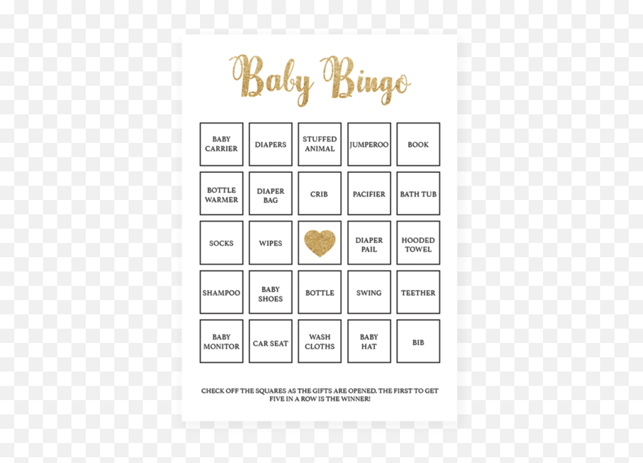 Printable Baby Shower Bingo Cards Gold - Gold Baby Shower Bingo Printable Emoji,Baby Shower Emoji Pictionary Answers