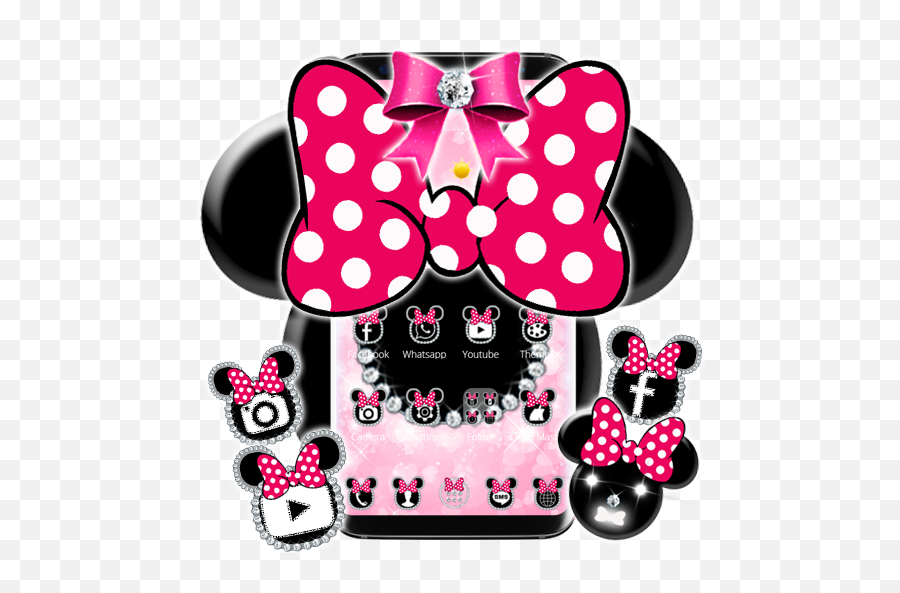 Cute Minny Minnie Pink Bow Silver Diamond Theme 112 Apk Emoji,Older Mouse Emojis