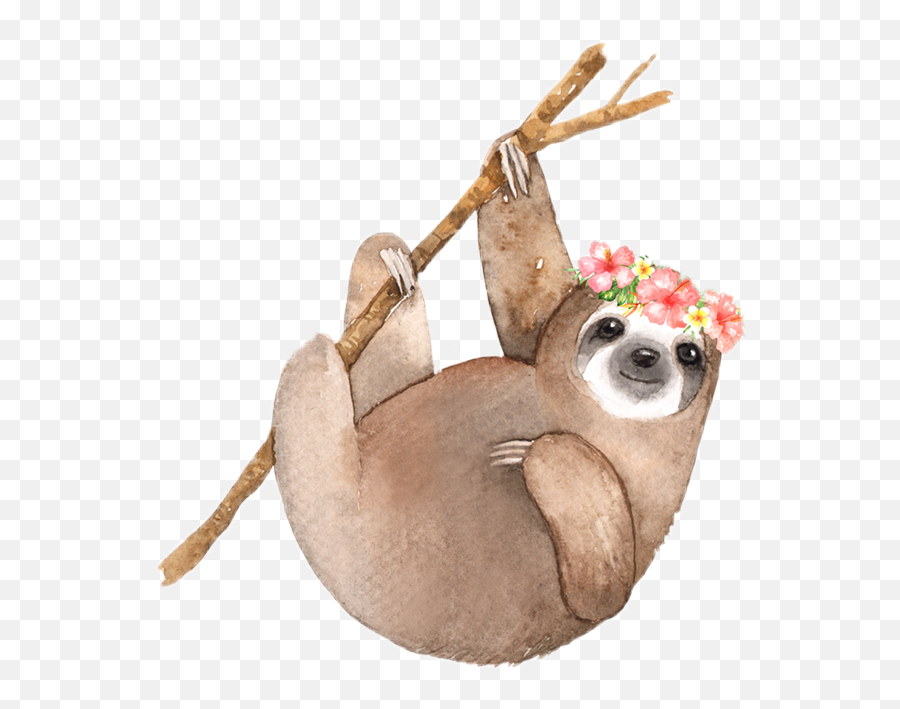 Sloth Ftestickers Watercolor Sloths - Cute Sloth Clipart Watercolor Emoji,Is There A Sloth Emoji