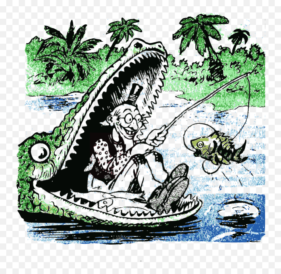 Free Clipart Fishing In The Gatoru0027s Mouth J4p4n Emoji,Gators Emoticon