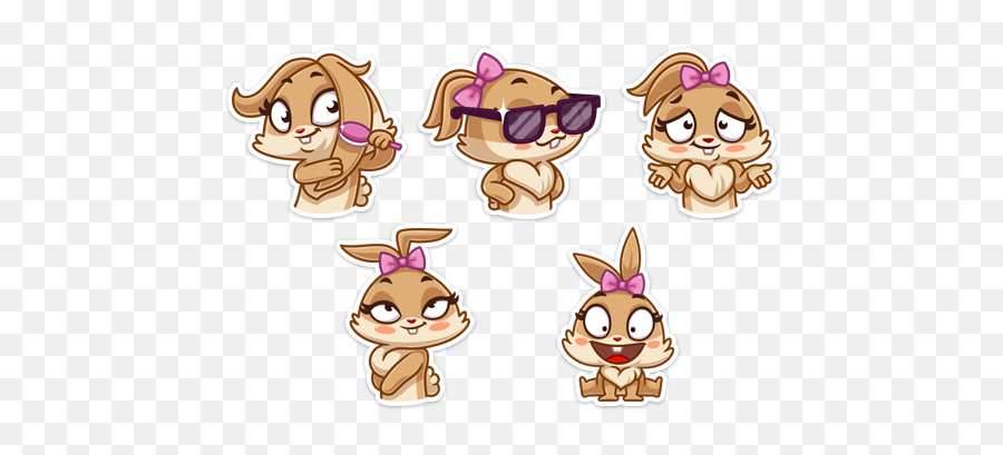 Download Set Of Stickers Bunny Vk Free - Happy Emoji,Teemo Emoji