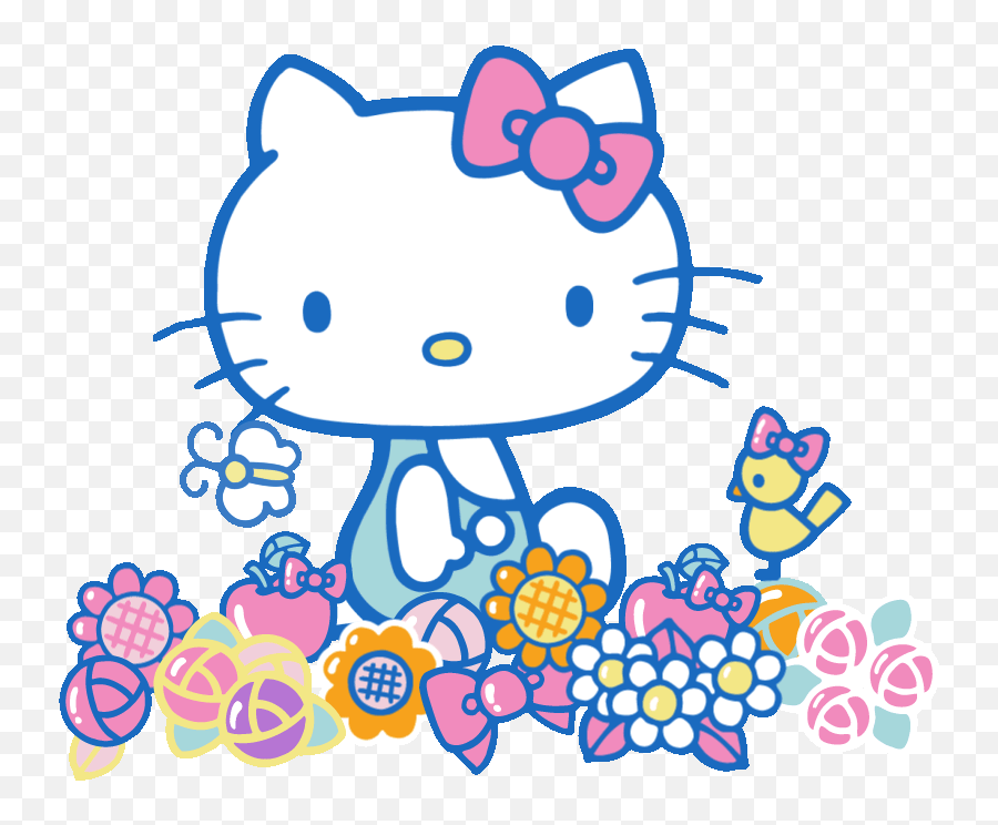 Flowers Spring Sticker By Hello Kitty For Ios Android Giphy - Cute Hello Kitty Gif Emoji,Android Bee Emoji