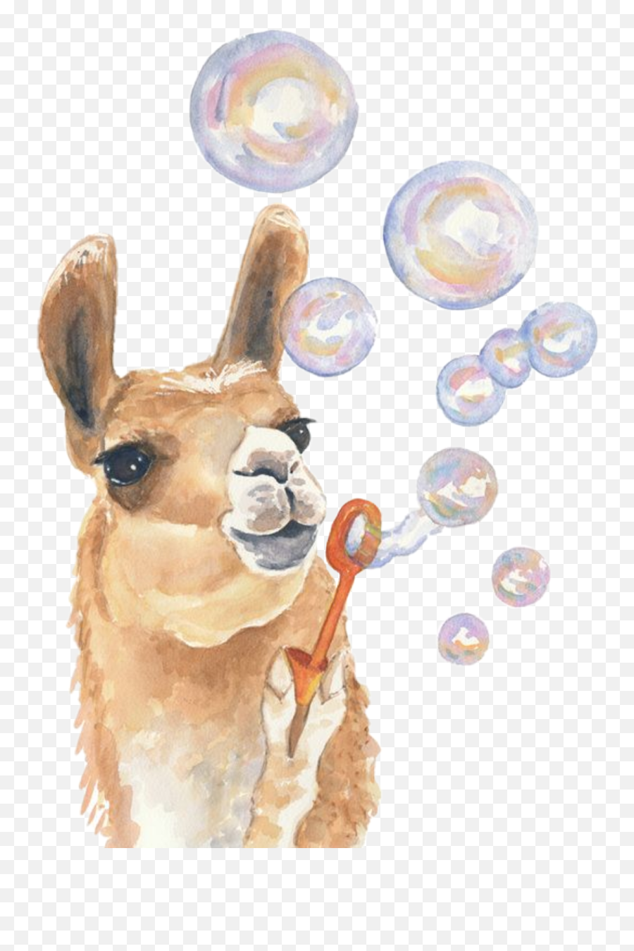 Watercolor Alpaca Llama Bubbles Sticker By Stephanie - Llama Blowing Bubbles Painting Emoji,Blowing Bubbles Emoji
