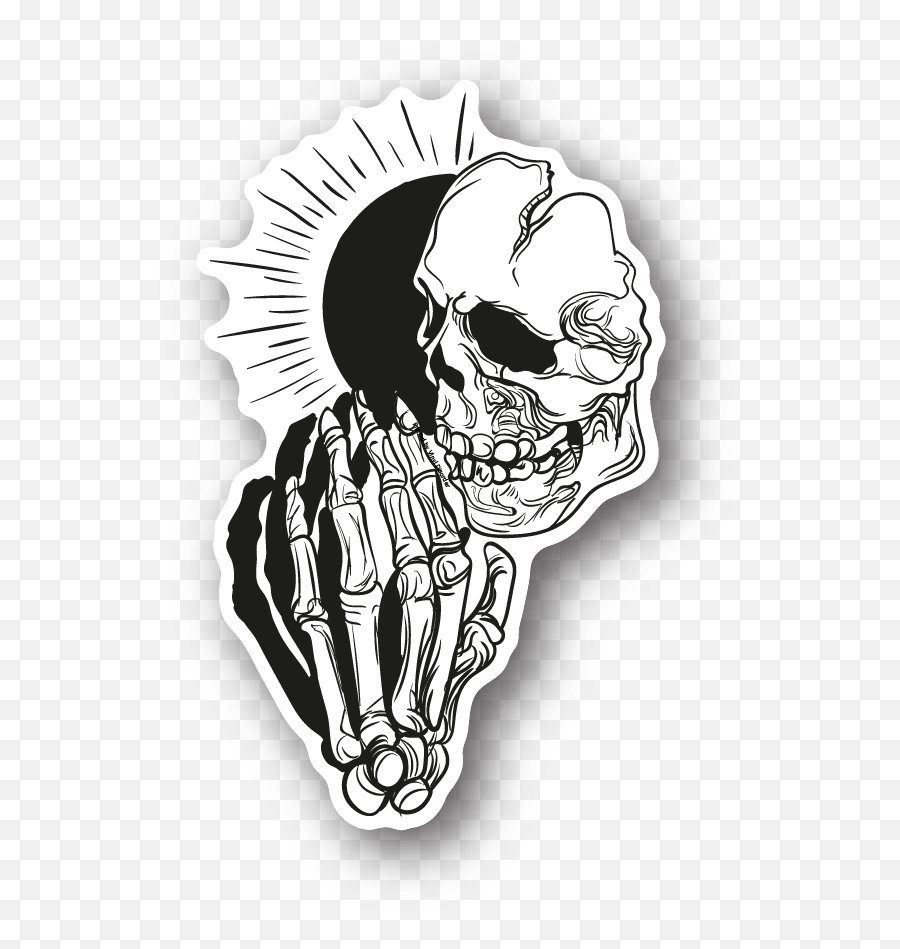 Skeleton Praying Sticker - Automotive Decal Emoji,Skull Mushroom Emoji