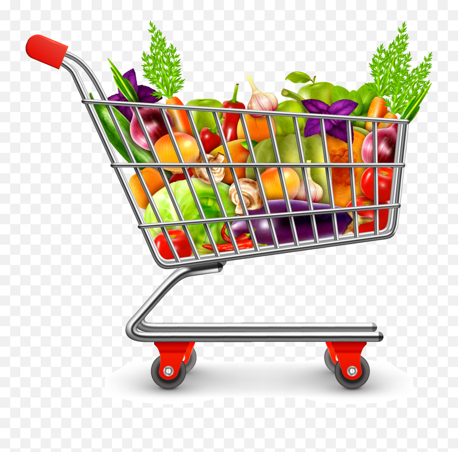Grocery Clipart Trolley Grocery - Fruits And Vegetables Cart Png Emoji,Grocery Cart Emoji