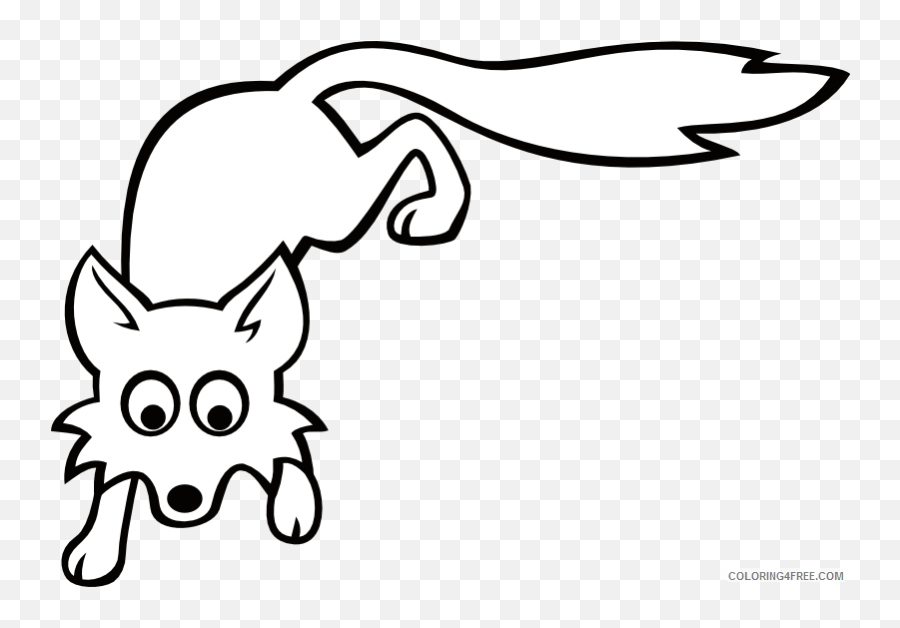Fox Outline Coloring Pages For Fox Black Printable - Cartoon Fox Black And White Emoji,Arctic Fox Emoji