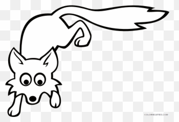 Fox Outline Coloring Pages For Fox Black Printable - Cartoon Fox Black And White Emoji,Arctic Fox Emoji