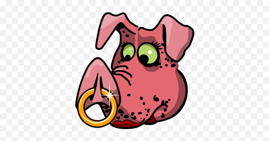 Nose Piercing - Pig With A Ring In Its Nose Transparent Png Cartoon Pig With Nose Piercing Emoji,Nose Piercing Emoticon