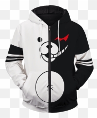 Monokuma Danganronpa Unisex Zipped - Hooded Emoji,Japanese Emoticon Monokuma
