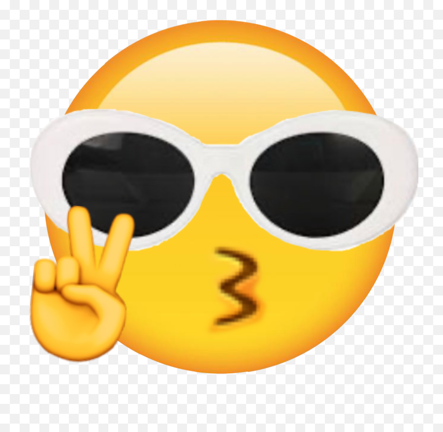 Emoji Cool Clout Peace Sticker - Emoji With Clout Glasses,Cool Guy Emoji