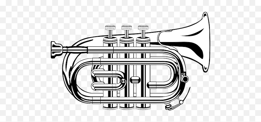 Free Trumpet Music Illustrations - Trumpet Clipart Black And White Emoji,Trumpet Black And White Emoji Transparent