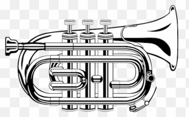 Free Trumpet Music Illustrations - Trumpet Clipart Black And White Emoji,Trumpet Black And White Emoji Transparent