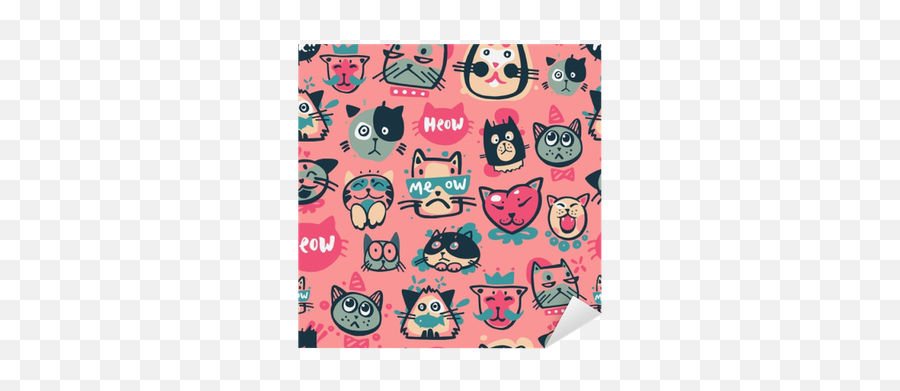 Cute Hipster Cat Faces Kitty Pet Head Avatar Emotion Icons Seamless Pattern Background Vector Illustration Sticker U2022 Pixers - We Live To Change Papier Peint Chat Emoji,Emotion Stickers