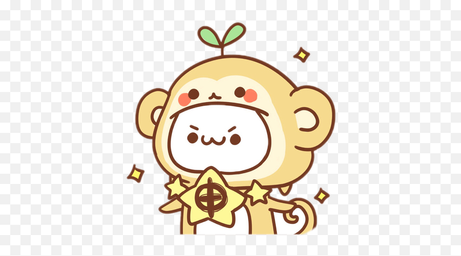 Kawaii Monkey Sticker Happy Freetoedit - Emoticon 413x420 Kawaii Monkey Sticker Emoji,Kawaii Emoticon Png