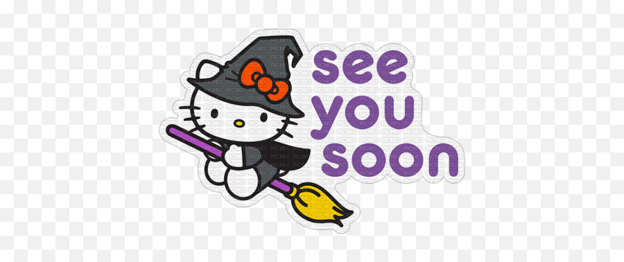 Hello Kitty Halloween See You Soon Witch Sorcière - Picmix Hello Kitty Emoji,Hello Kitty Emoticon Stamp