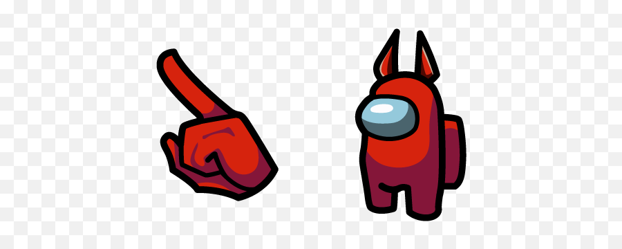 Among Us Red Character Devils Horns Cursor U2013 Custom Cursor - Purple Among Us Character With Flower Hat Emoji,Emojis Crown Devill