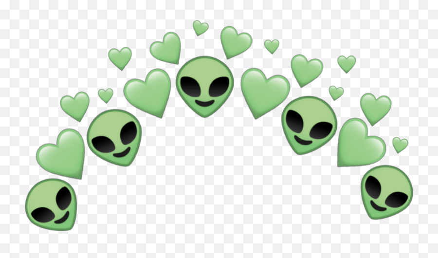Green Heart Hearts Greenheart Sticker - Alien Crowns Emoji,Green Thing Alien Emoji