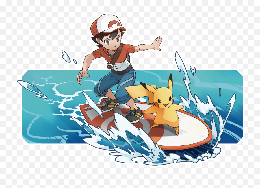 Boy Chase Surfs With Pikachu Render Pokemon Letu0027s Gopng - Pokémon Go Artwork Emoji,Pikachu Emoji Text