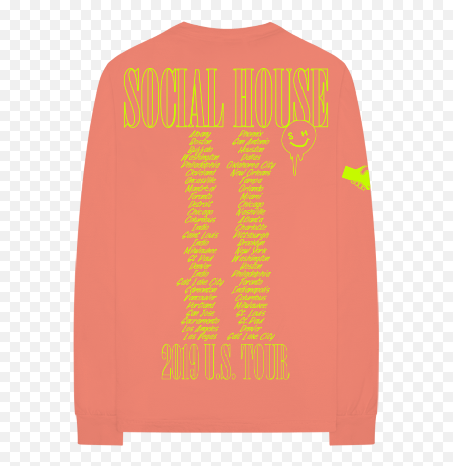 Social House 2019 Tour Ls T - Shirt Digital Ep Long Sleeve Emoji,House Emoticon How To Type