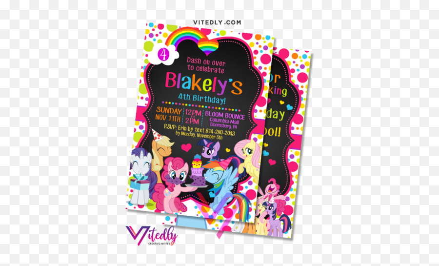 Invitations - My Little Pony 5th Birthday Invitation Emoji,Unicorn Emoji Invites