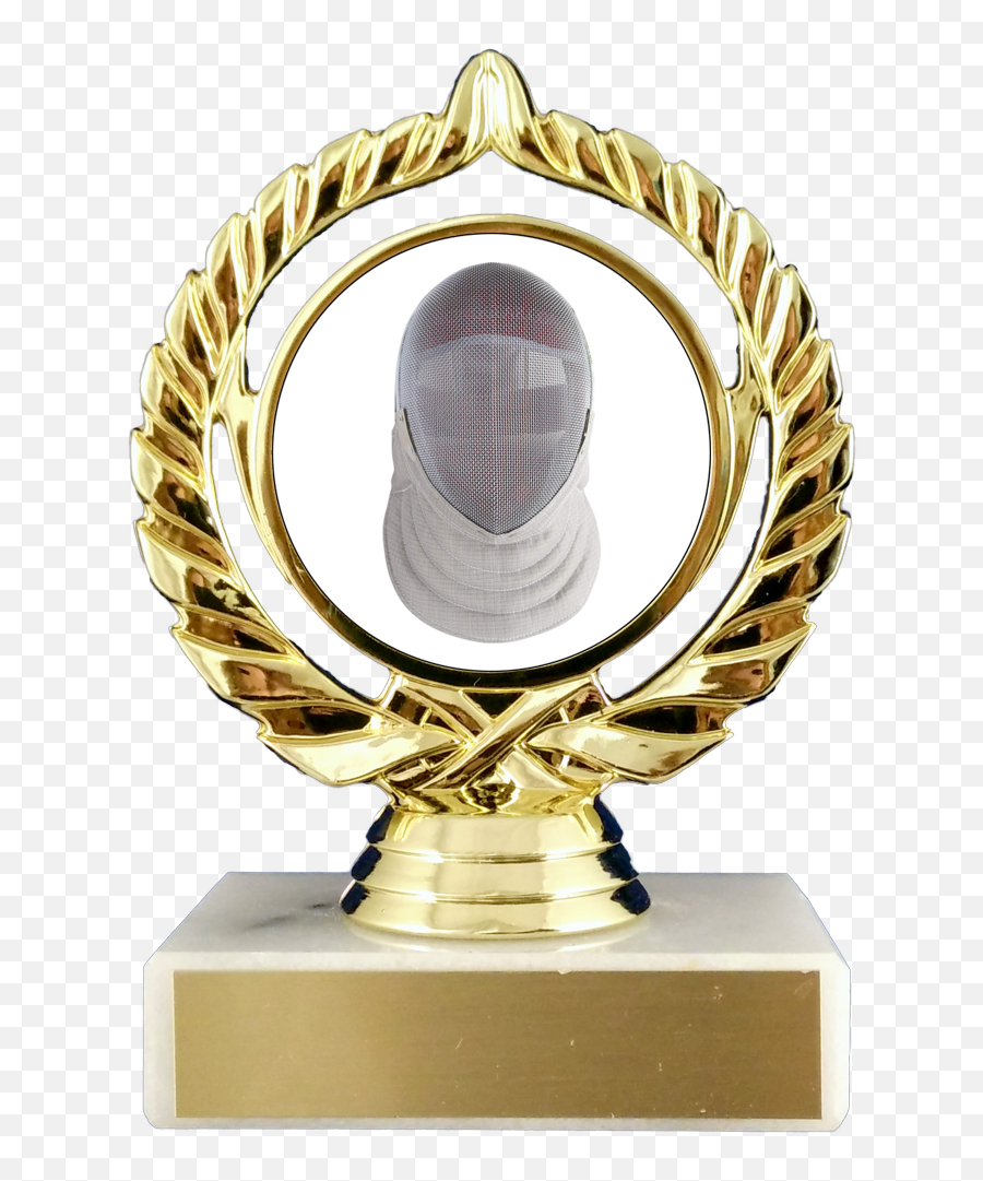 Fencing Logo Trophy On Flat White Marble - Winter Sports Trophy Emoji,Fencing Emoji