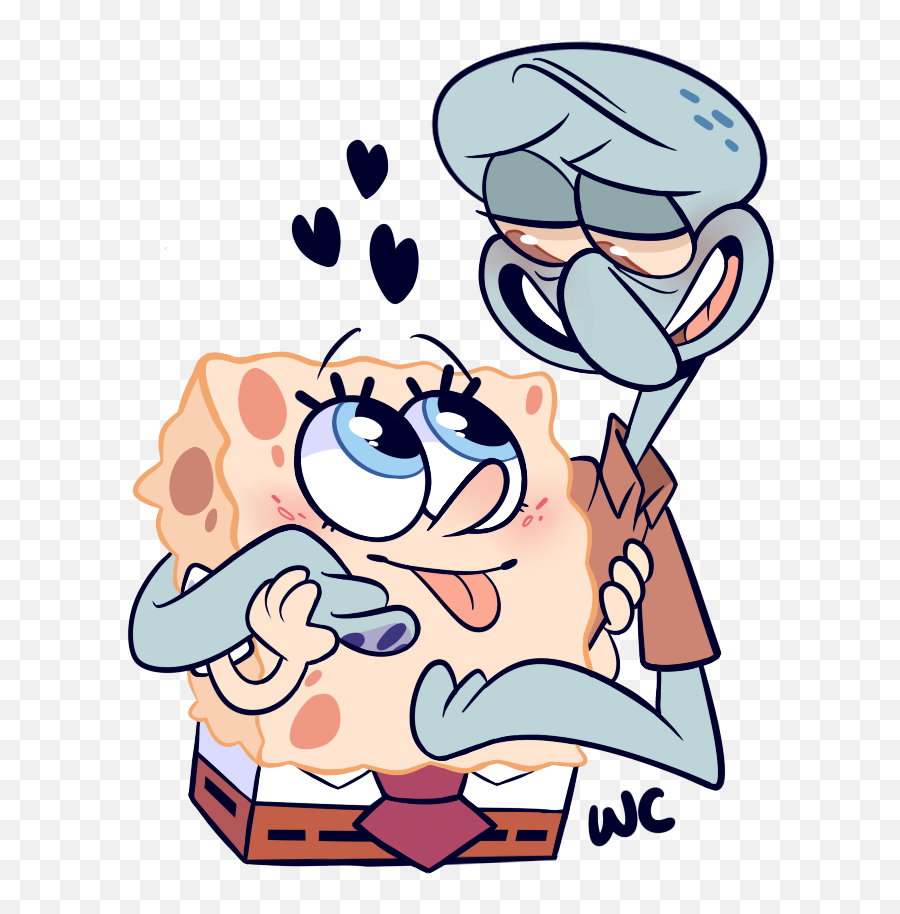 Spongebob Spongebob Squarepants - Spongebob X Squidward Cute Emoji,Squidward With Iphone And Heart Emojis