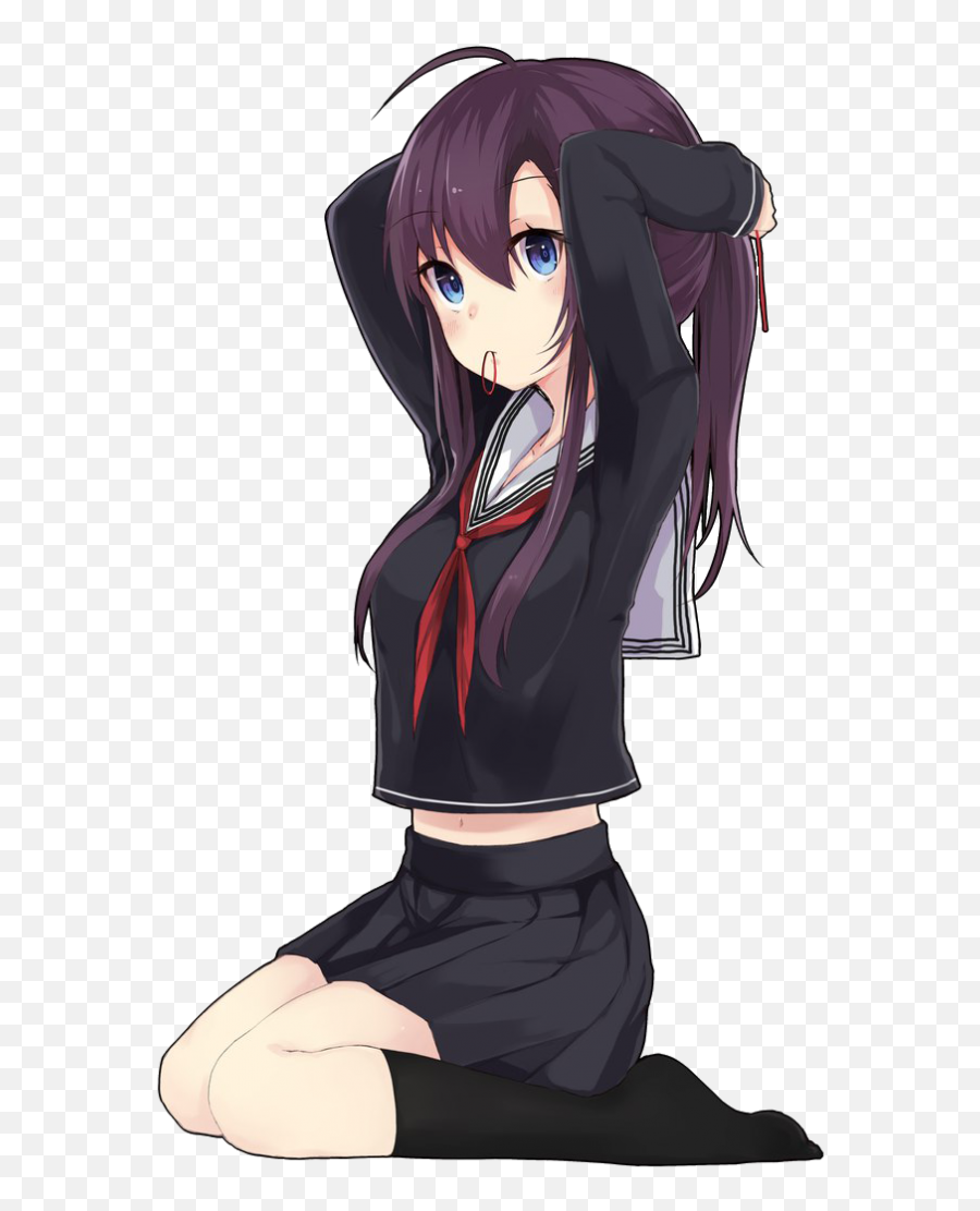 Purple Hair Anime School Girl Hd Png - Anime School Girl Png Emoji,Anime Dread Emotion