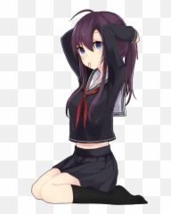 Purple Hair Anime School Girl Hd Png - Anime School Girl Png Emoji,Anime Dread Emotion