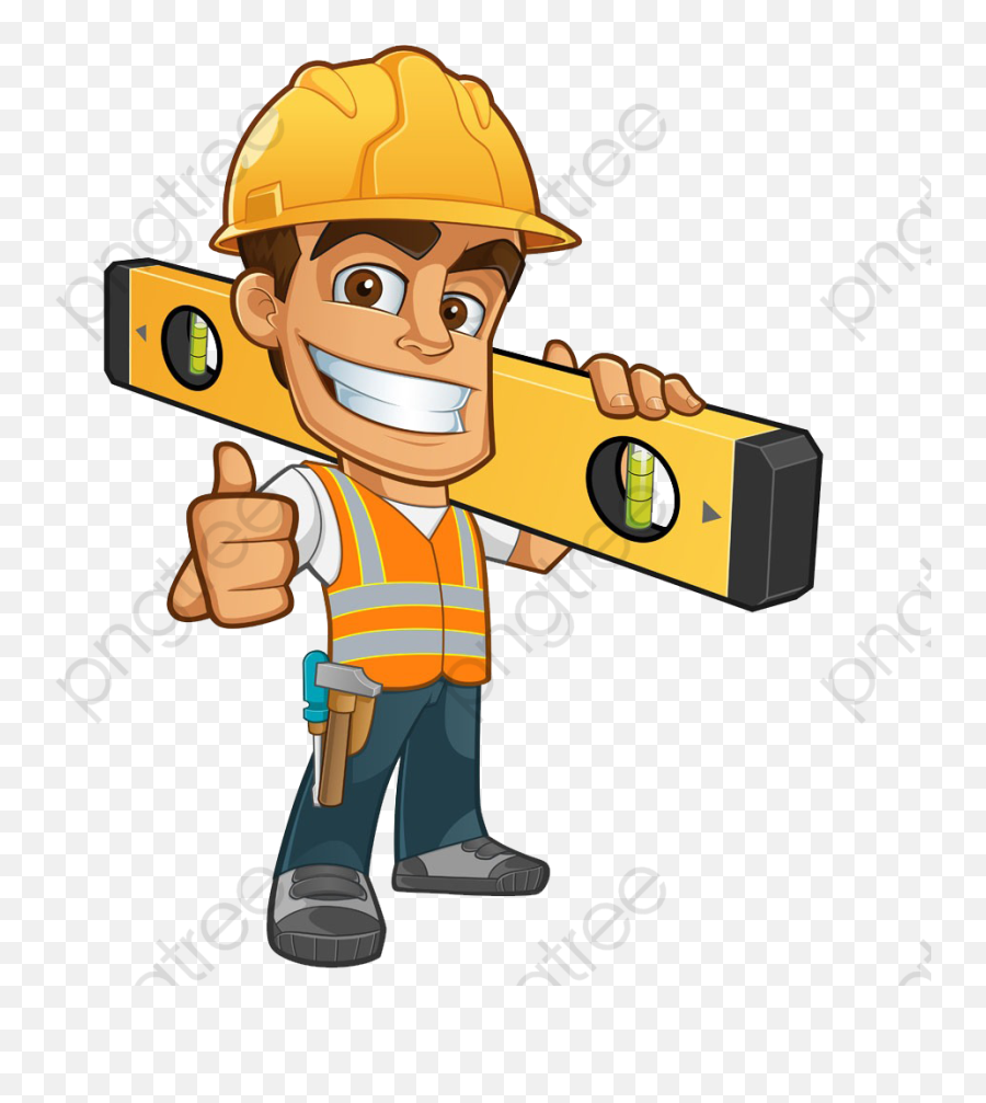 Ruler Clipart Horizontal - Cartoon Construction Worker Png Happy Construction Worker Cartoon Emoji,Construction Emoji