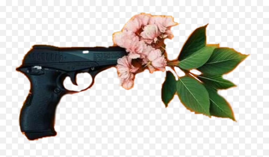 Gun Pistol Flowers Aesthetic Sticker - Weapons Emoji,Guns N Roses Emoji