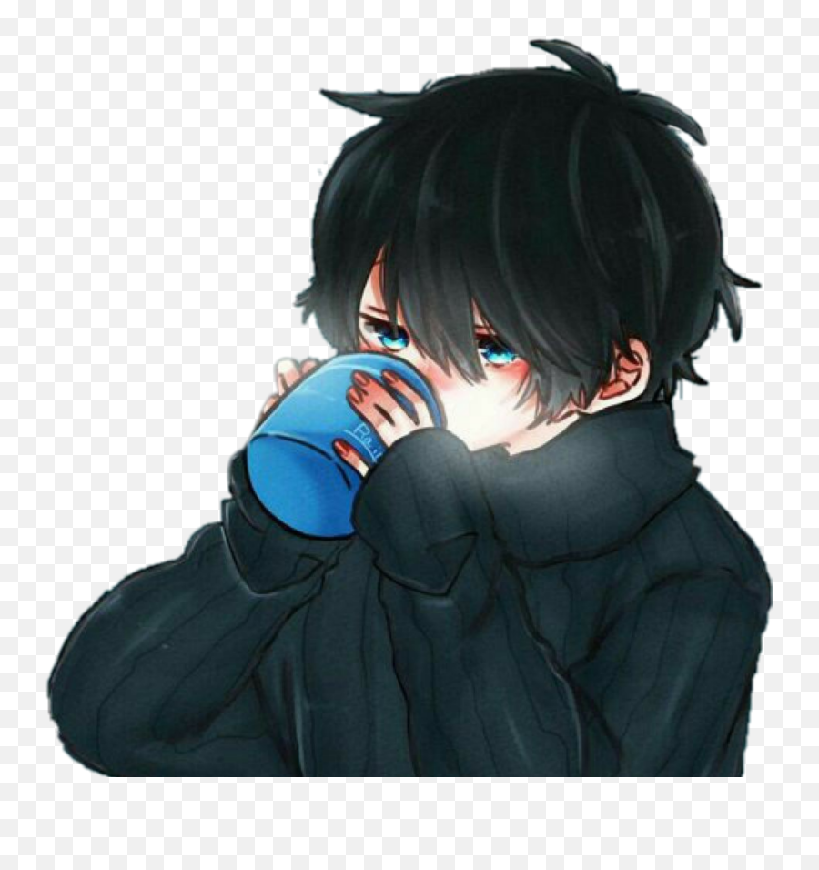 Discover Trending - Anime Boy Drinking Coffee Emoji,Sad Boy Emoji