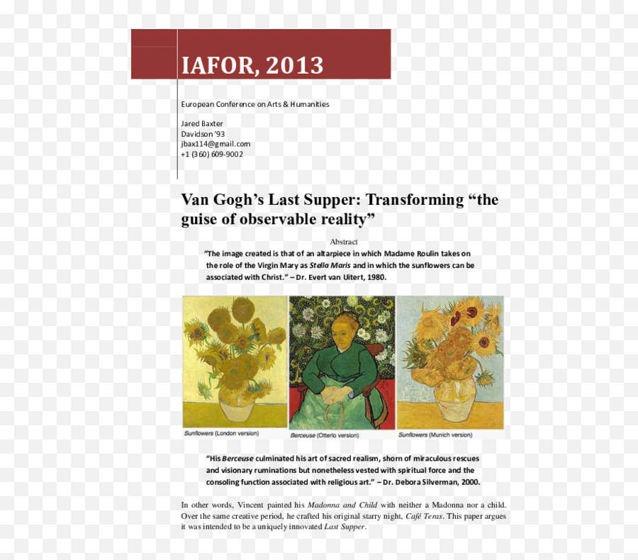 Pdf Van Goghu0027s Last Supper Transforming The Guise Of - 12 Sunflowers In A Vase Emoji,Trees Emotion Paintings Van Gogh