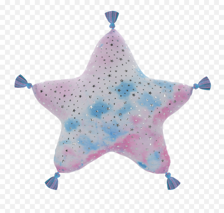 Silver Star Tie Dye Fleece And Foil Pillow - Piñata Emoji,Moon And Sparkles Emojis Together