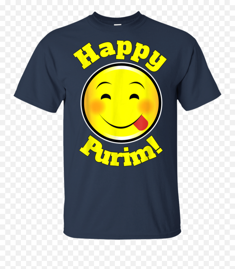 Happy Purim Smiley Emoji Sticking Tongue Out Funny T Shirt,Happy Sticking Out Tongue Emoticon