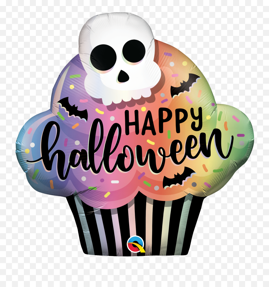 32 Halloween Cupcake Foil Balloon Bargain Balloons - Transparent Clipart Halloween Cupcake Clipart Emoji,Emoji Movie Baby Donuts Pictures