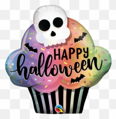 32 Halloween Cupcake Foil Balloon Bargain Balloons - Transparent Clipart Halloween Cupcake Clipart Emoji,Emoji Movie Baby Donuts Pictures