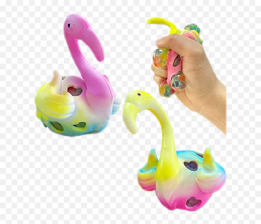 Gniotek Gumowa Pika Z Hydroelowymi Kuleczkami Do Ciskania Squishy Mesh Flamingo Beads 7 Cm - Soft Emoji,Emoji Splat Ball